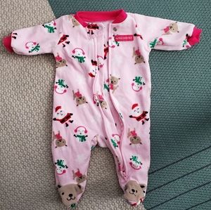 My first Christmas newborn fleece footie pj's